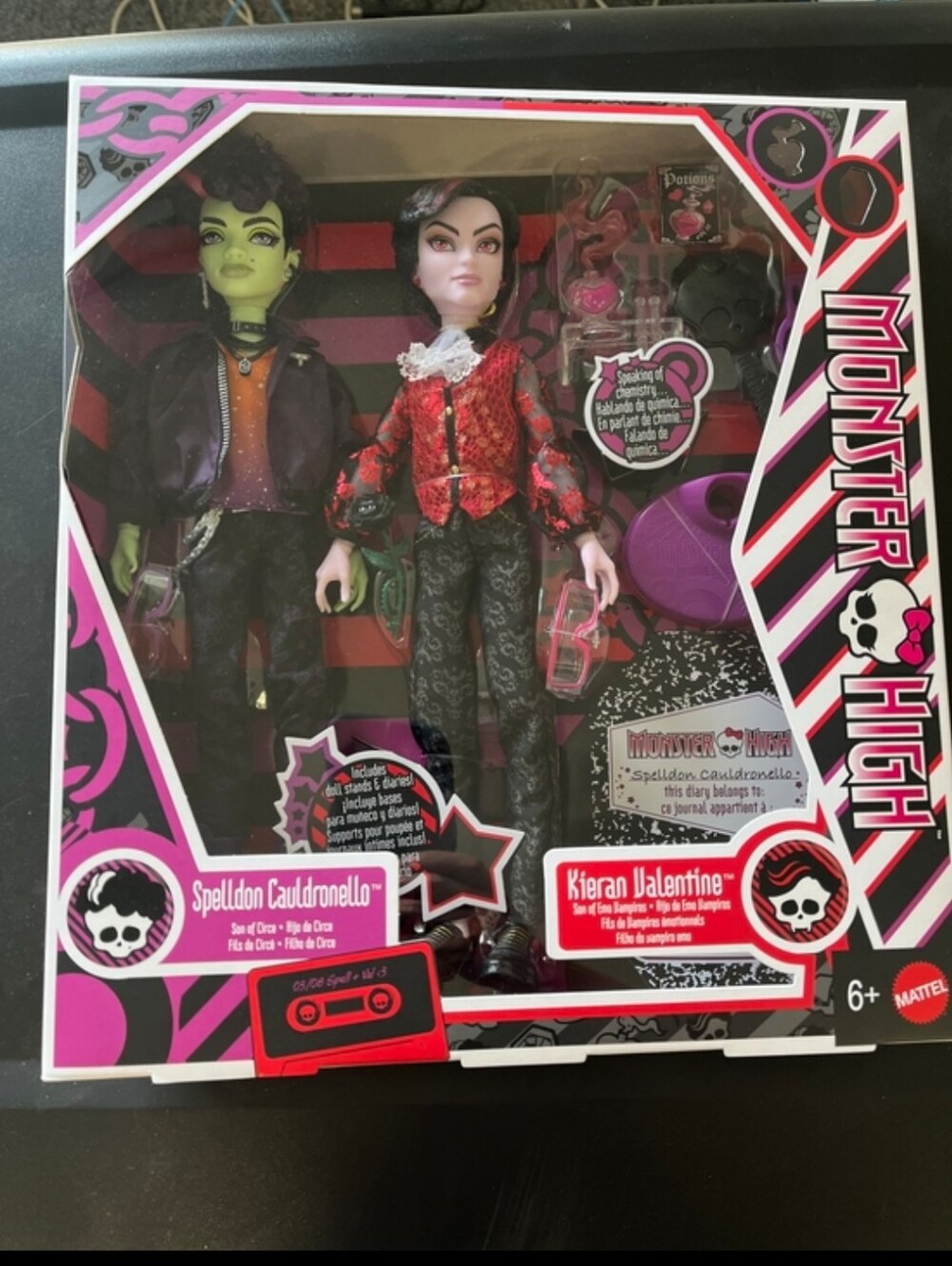 Official Monster High 2-pack featuring Kieran Valentine and Spelldon Cauldronell